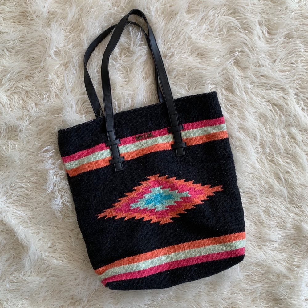 Rip Curl Aztec Black Shopping Tote Purse Bag
